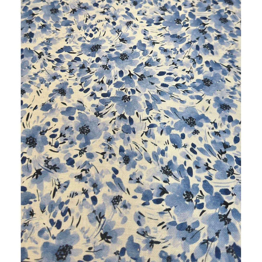 NEW 44"W Keepsake Calico Quilters Cotton Watercolor Flower Vines Blue‎ By Yard